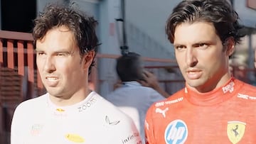 Sergio Pérez (Red Bull) y Carlos Sainz (Ferrari). Bakú, Azerbaiyán. F1 2024.