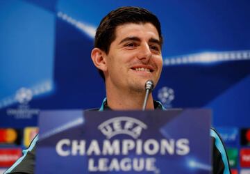 Chelsea's Thibaut Courtois during the press conference.