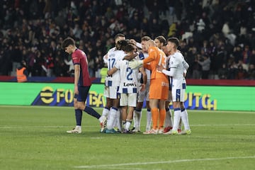 Los jugadores del Leganés celebrando la victoria histórica ante del Barcelona.