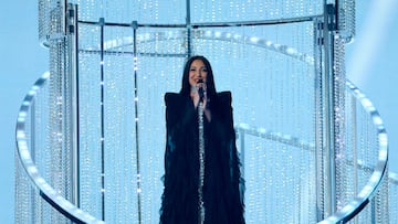 Yuval Raphael, representing Israel, takes part in dress rehearsal 2 for the Grand Final of the 2025 Eurovision Song Contest, in Basel, Switzerland, May 16, 2025. REUTERS/Denis Balibouse