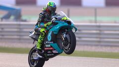 Petronas Yamaha SRT&#039;s Italian rider Valentino Rossi rides during the first free practice session ahead of the Moto GP Grand Prix of Doha at the Losail International Circuit, in the city of Lusail on April 2, 2021. (Photo by KARIM JAAFAR / AFP)