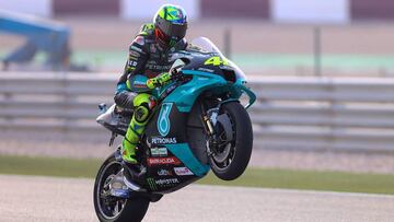 Petronas Yamaha SRT&#039;s Italian rider Valentino Rossi rides during the first free practice session ahead of the Moto GP Grand Prix of Doha at the Losail International Circuit, in the city of Lusail on April 2, 2021. (Photo by KARIM JAAFAR / AFP)