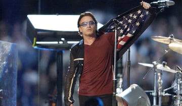 U2 lead singer Bono during Super Bowl XXXVI, February 2002.