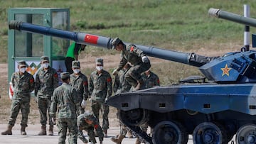 Members of China's team operate with their Type 96A tank during the Tank Biathlon competition at the International Army Games 2022 in Alabino, outside Moscow, Russia August 16, 2022. REUTERS/Maxim Shemetov
