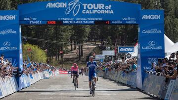Kasper Asgreen celebra su victoria ante Tejay Van Garderen en la segunda etapa del Amgen Tour of California con llegada a la cima de South Lake Tahoe.
 
 
 13/05/2019
