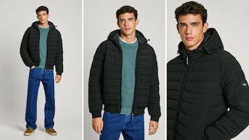 Plumífero acolchado impermeable de Pepe Jeans negro para hombre de oferta en Amazon
