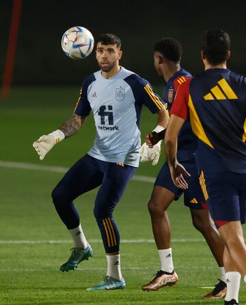 David Raya durante el entrenamiento de hoy. 


