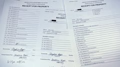 The three page itemized list of property seized in the execution of a search warrant by the FBI at former President Donald Trump's Mar-a-Lago estate is seen after being released by the U.S. District Court for the Southern District of Florida in West Palm Beach, Florida, U.S. August 12, 2022.