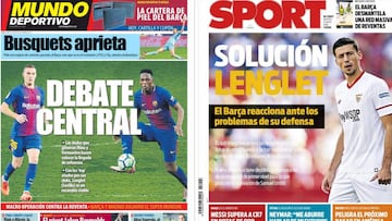 Portadas de los diarios Sport y Mundo Deportivo del día 15 de mayo de 2018.