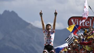 Warren Barguil celebrando su victoria en la 18ª etapa del Tour de Francia.