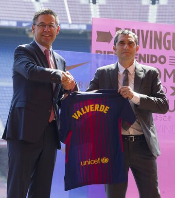 Ernesto Valverde during his official FC Barcelona presentation this morning.