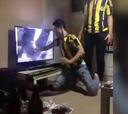 Fenerbahce fans loses the plot and destroys LCD TV