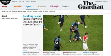 En Inglaterra resaltaron el resultado, presentaron una galería, explicaron la situación con la invasión al campo e hicieron un análisis con ocho puntos del Mundial.