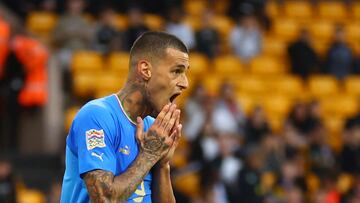 Soccer Football - UEFA Nations League - Group C - England v Italy - Molineux Stadium, Wolverhampton, Britain - June 11, 2022 Italy's Gianluca Scamacca reacts REUTERS/Hannah Mckay