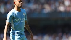 MANCHESTER, ENGLAND - APRIL 23: Gabriel Jesus of Manchester City during the Premier League match between Manchester City and Watford at Etihad Stadium on April 23, 2022 in Manchester, United Kingdom. (Photo by Matthew Ashton - AMA/Getty Images)