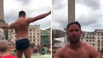 Viral: un fan del Sunderland se abre la cabeza tras lanzarse a la fuente de Trafalgar Square