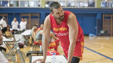 Marc Gasol, durante un entrenamiento con la Selecci&oacute;n.