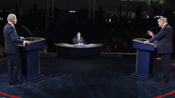 El presidente Donald Trump y el exvicepresidente del candidato dem&oacute;crata a la presidencia Joe Biden participan en el primer debate presidencial el martes 29 de septiembre de 2020 en la Case Western University y la Cleveland Clinic, en Cleveland. 