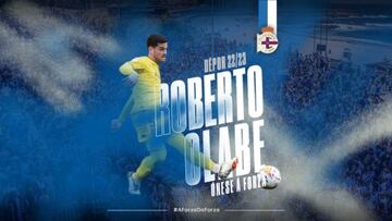 Roberto Olabe firma por dos temporadas con el Deportivo.