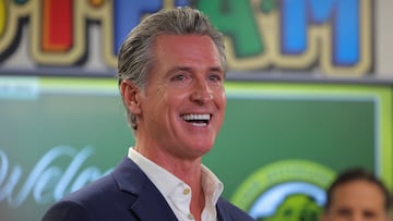 California Governor Gavin Newsom speaks as he announces the Golden State Literacy Plan and deployment of literacy coaches statewide, at the Clinton Elementary School in Compton, California, U.S. June 5, 2025. REUTERS/Daniel Cole