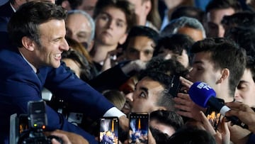 French President and La Republique en Marche (LREM) party candidate for re-election Emmanuel Macron