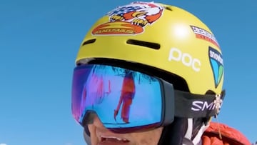 Junior Bounous con casco de esquí en Snowbird, Estados Unidos