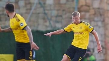 Halland el día que debutó con el Borussia en Marbella contra el Mainz 05.