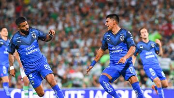  Rodrigo Aguirre, Jesus Gallardo of Monterrey during the game Santos vs Monterrey, corresponding to first leg match of Quarterfinals of the Torneo Clausura 2023 of the Liga BBVA MX, at TSM Corona Stadium, on May 10, 2023.

<br><br>

Rodrigo Aguirre, Jesus Gallardo de Monterrey durante el partido Santos vs Monterrey, Correspondiente al partido de Ida de Cuartos de Final del Torneo Clausura 2023 de la Liga BBVA MX,en el Estadio TSM Corona, el 10 de Mayo de 2023.