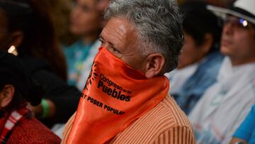 An attendee reacts on the day of an event with peace negotiators of Colombia's government and the National Liberation Army (ELN) rebels, in Bogota, Colombia August 3, 2023. REUTERS/Vannessa Jimenez