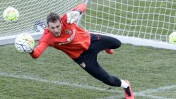 Oblak, durante el entrenamiento del domingo.