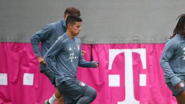 James Rodr&iacute;guez durante un entrenamiento con Bayern M&uacute;nich.