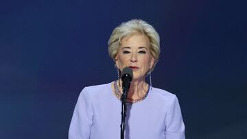 FILE PHOTO: Linda McMahon, former administrator of the Small Business Administration, speaks on Day 4 of the Republican National Convention (RNC), at the Fiserv Forum in Milwaukee, Wisconsin, U.S., July 18, 2024. REUTERS/Mike Segar/File Photo