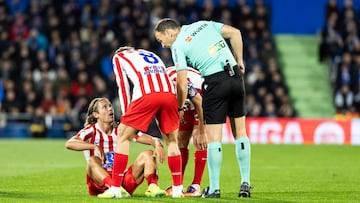 Marcos Llorente se retiró en el inicio del Getafe-Atlético.