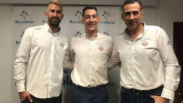 &Oacute;scar Ollero, David Pisonero y &Oacute;scar Perales posan en rueda de prensa.