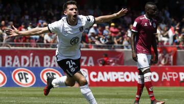 Futbol, Deportes La Serena vs Colo Colo. Septima fecha, primera rueda, campeonato Nacional 2020. El jugador de Colo Colo Cesar Fuentes celebra su gol contra Deportes La Serena durante el partido de primera division disputado en el estadio La Portada de La Serena, Chile. 07/03/2020 Andres Pina/Photosport Football, Deportes La Serena vs Colo Colo. 7th date, National Championship 2020. Colo Colo's player Cesar Fuentes celebrates after scoring against Deportes La Serena during the first division match held at the La Portada stadium in La Serena, Chile. 07/03/2020 Andres Pina/Photosport