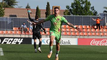 Roberto, celebrando su gol al Atlético de Madrid este pasado domingo.