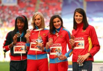 Ruth Beitia recogió su medalla de bronce en salto de altura.