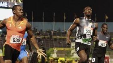 <b>UNA CARRERA DE LUJO. </b>Yohan Blake (izquierda) superó a Usain Bolt en los Trials jamaicanos, selectivos para los Juegos de Londres.
