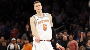 Kristaps Porzingis, durante un partido de New York Knicks.