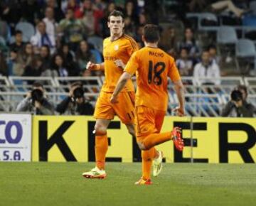 0-2. Bale celebra el segundo gol con Nacho.