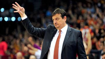 Galatasaray Liv&#039;s Turkish head coach Ergin Ataman gestures during the Euroleague basketball match Galatasaray Liv vs Crvena Zvezda Telekom Belgrade on November 21, 2014 at the Abdi Ipekci Arena in Istanbul. AFP PHOTO /OZAN KOSE