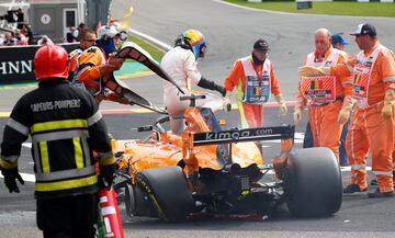 El accidente de Fernando Alonso en el GP de Bélgica