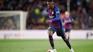 Dembele, en un partido con el Barcelona.