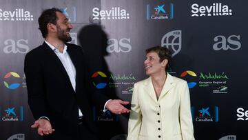 Elisa Aguilar, directora de Competiciones de la FEB, con el ex presidente Jorge Garbajosa.