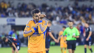 Angel Correa celebrates his goal 1-0 of Tigres during the match between Tigres UANL and San Diego FC as part of Phase One of the Leagues Cup 2025 at Snapdragon Stadium on August 01, 2024 in San Diego, California, United States.