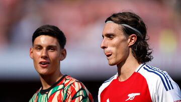 Soccer Football - Pre Season Friendly - Arsenal v Olympique Lyonnais - Emirates Stadium, London, Britain - August 11, 2024 Arsenal's Riccardo Calafiori reacts after the match Action Images via Reuters/John Sibley