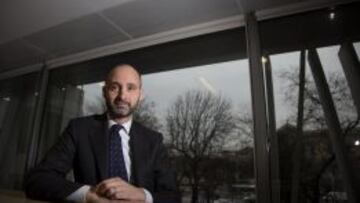 El consejero delegado del Alcorcón, Ignacio Legido, durante su entrevista en las oficinas de BDO.