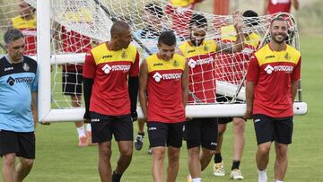 Cata Díaz, Portillo y Lacen, en el entrenamiento de ayer