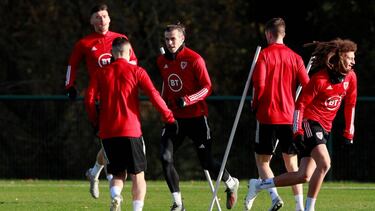 Gareth Bale, entrenándose con Gales el pasado lunes.