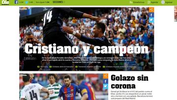 La prensa se rinde al Madrid y a Ronaldo: "Cristiano y campeón"